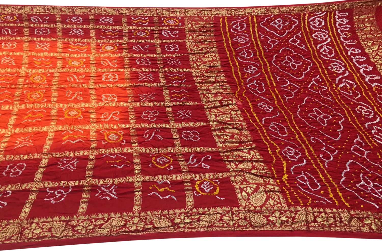 Vibrant Bandhani Gajji Silk Gharchola Saree - Luxurion World