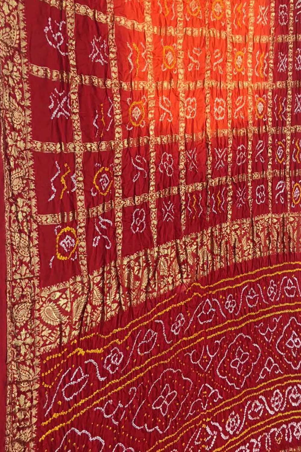Vibrant Bandhani Gajji Silk Gharchola Saree - Luxurion World