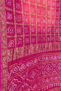 Stunning Pink Bandhani Gajji Silk Gharchola Checks Saree - Luxurion World