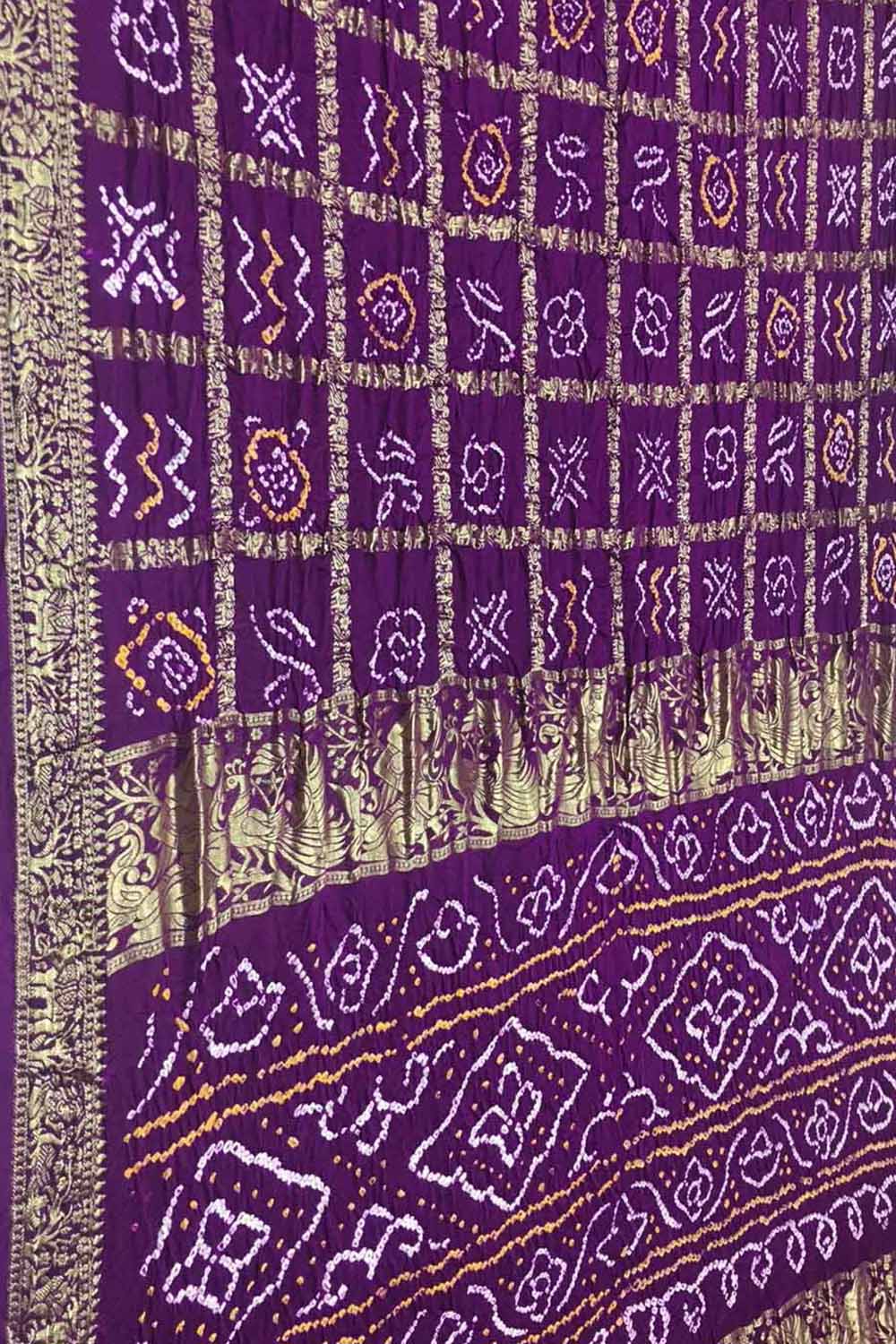 Elegant Purple Bandhani Silk Gharchola Saree - Luxurion World