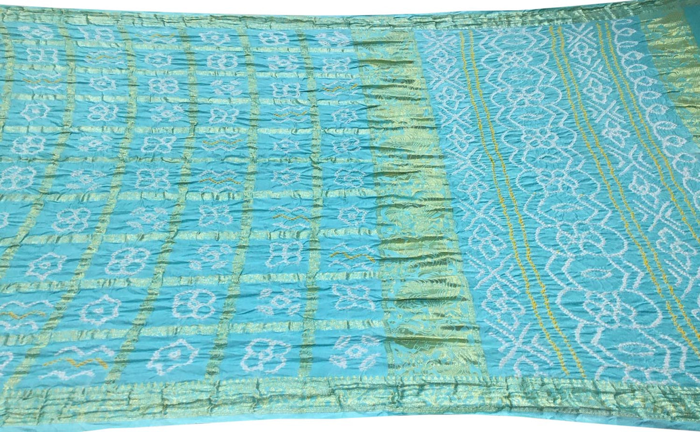 Blue Bandhani Gajji Silk Gharchola Checks Saree - Luxurion World
