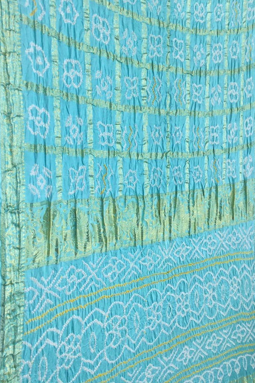 Blue Bandhani Gajji Silk Gharchola Checks Saree - Luxurion World