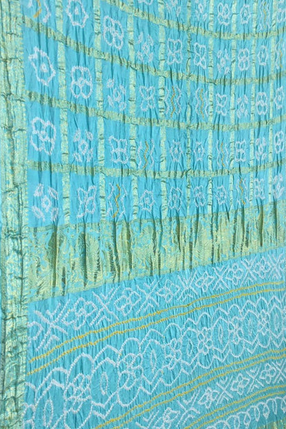 Blue Bandhani Gajji Silk Gharchola Checks Saree - Luxurion World