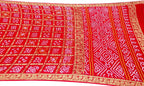 Red Bandhani Gajji Silk Gharchola Checks Saree - Luxurion World