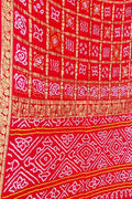 Red Bandhani Gajji Silk Gharchola Checks Saree - Luxurion World