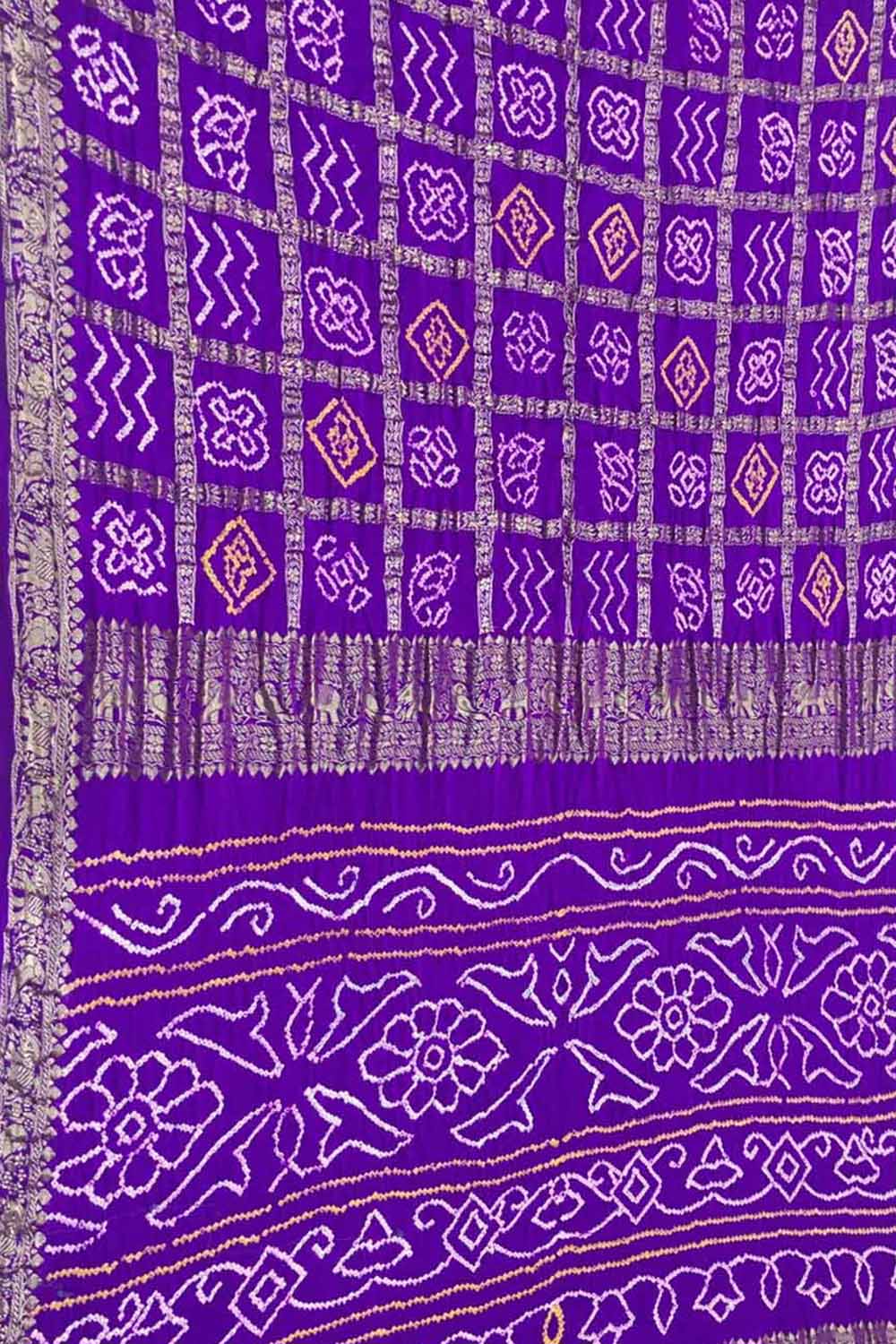 Elegant Purple Bandhani Silk Gharchola Saree - Luxurion World