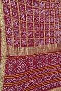 Elegant Maroon Bandhani Silk Gharchola Saree - Luxurion World