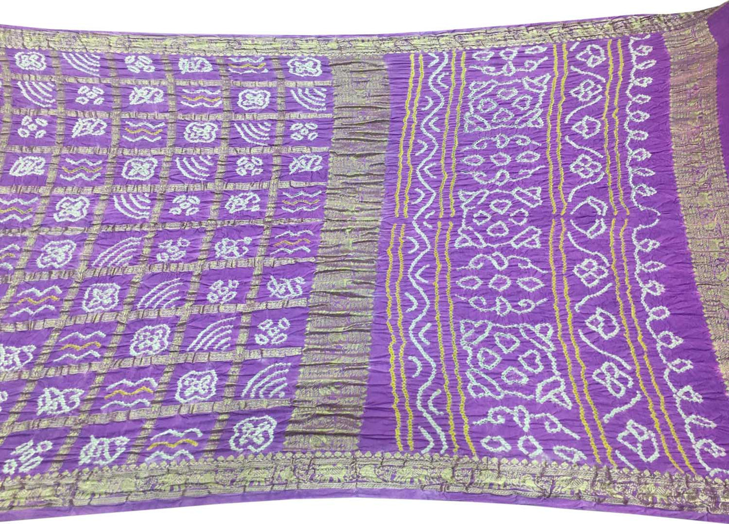 Elegant Purple Bandhani Silk Gharchola Saree - Luxurion World