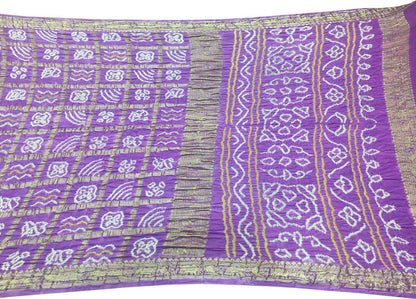 Elegant Purple Bandhani Silk Gharchola Saree - Luxurion World