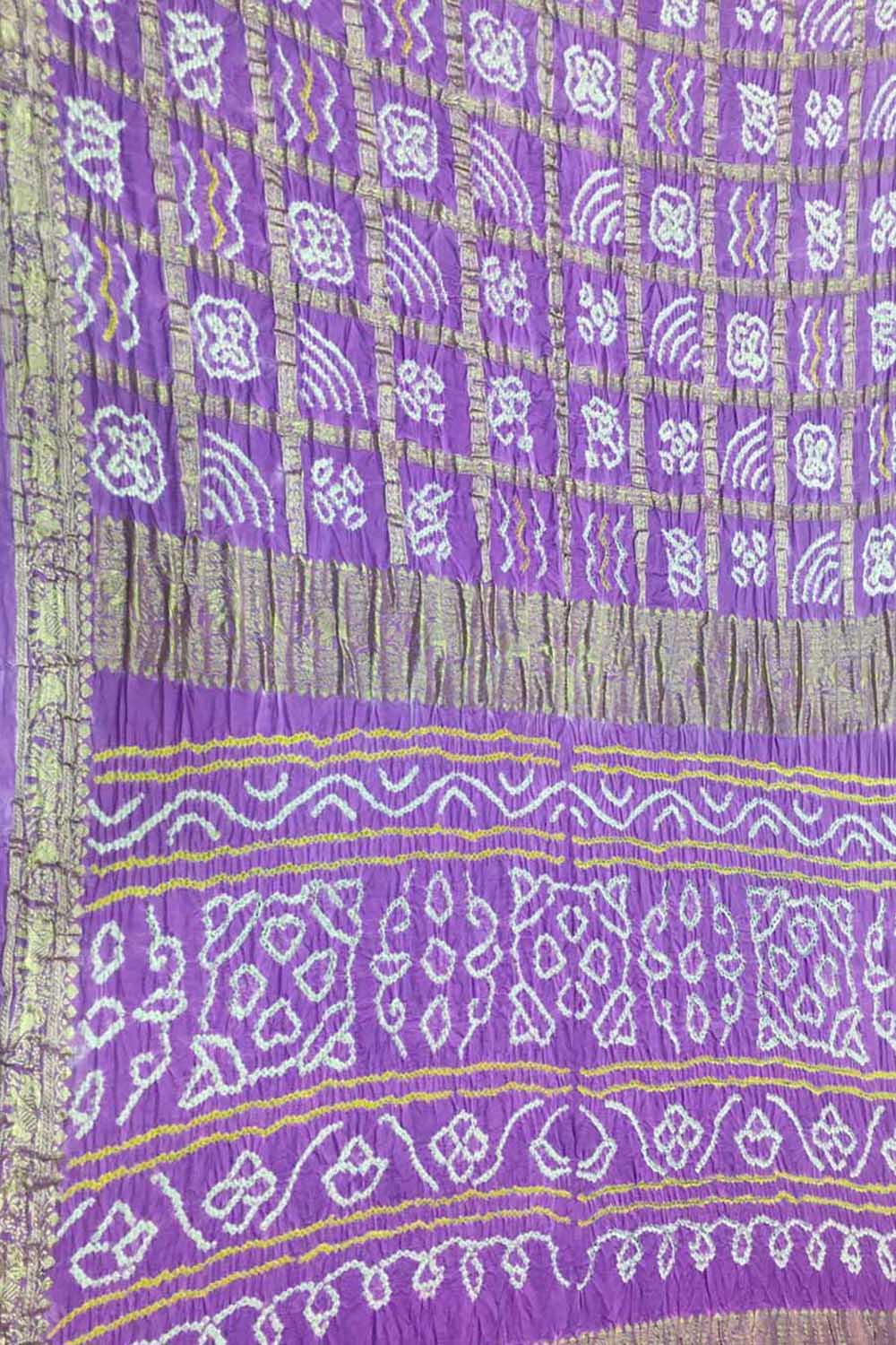 Elegant Purple Bandhani Silk Gharchola Saree - Luxurion World