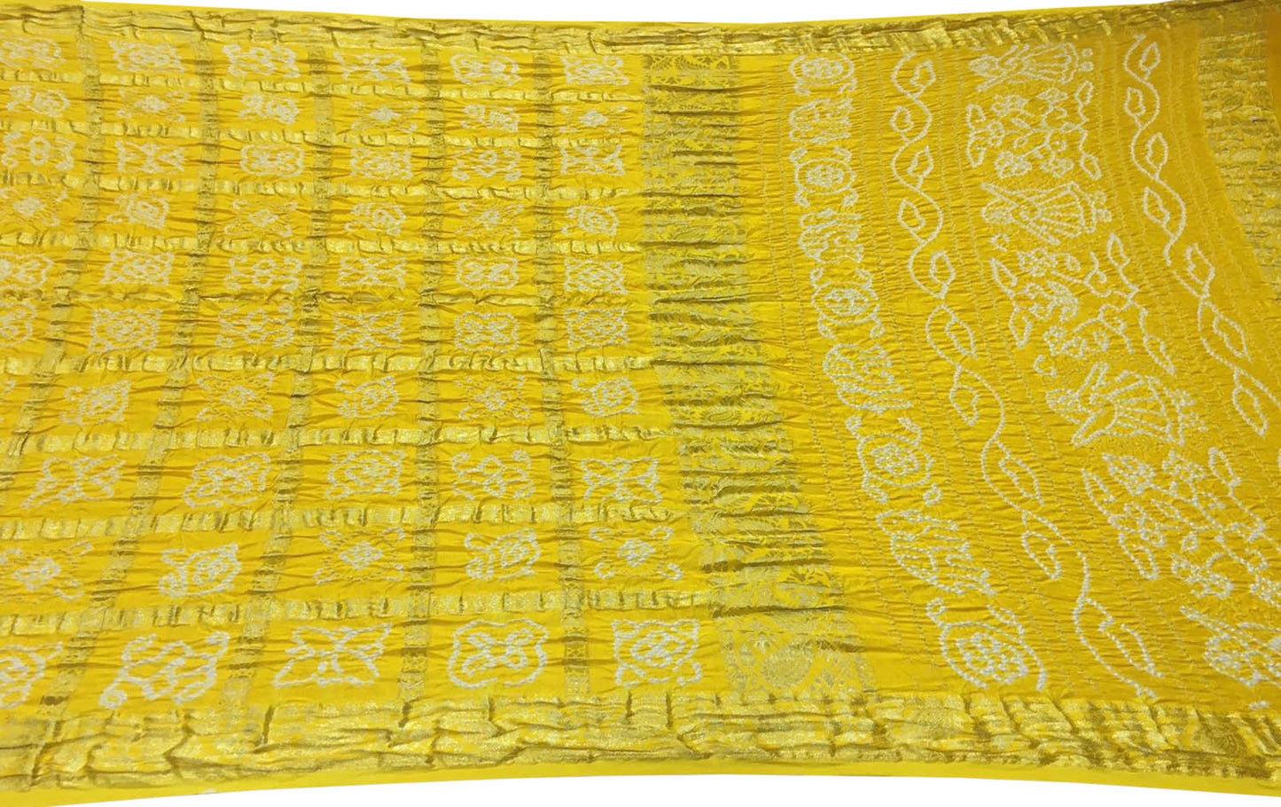 Yellow Bandhani Gajji Silk Gharchola Checks Saree - Luxurion World