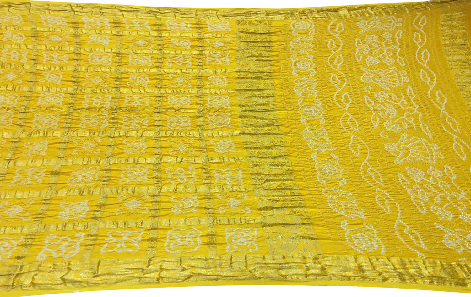 Yellow Bandhani Gajji Silk Gharchola Checks Saree - Luxurion World
