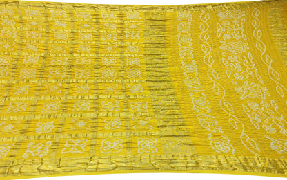 Yellow Bandhani Gajji Silk Gharchola Checks Saree - Luxurion World