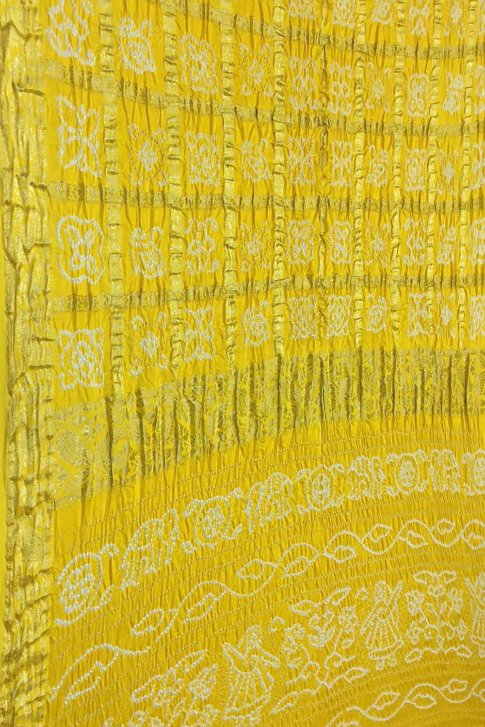 Yellow Bandhani Gajji Silk Gharchola Checks Saree - Luxurion World