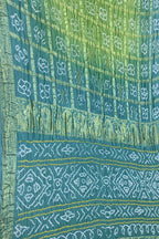 Green And Blue Bandhani Pure Gajji Silk Gharchola Checks Saree - Luxurion World