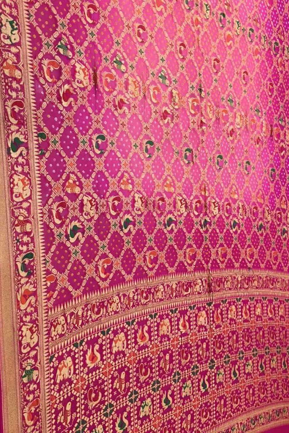 Stunning Pink Banarasi Bandhani Georgette Saree - Luxurion World