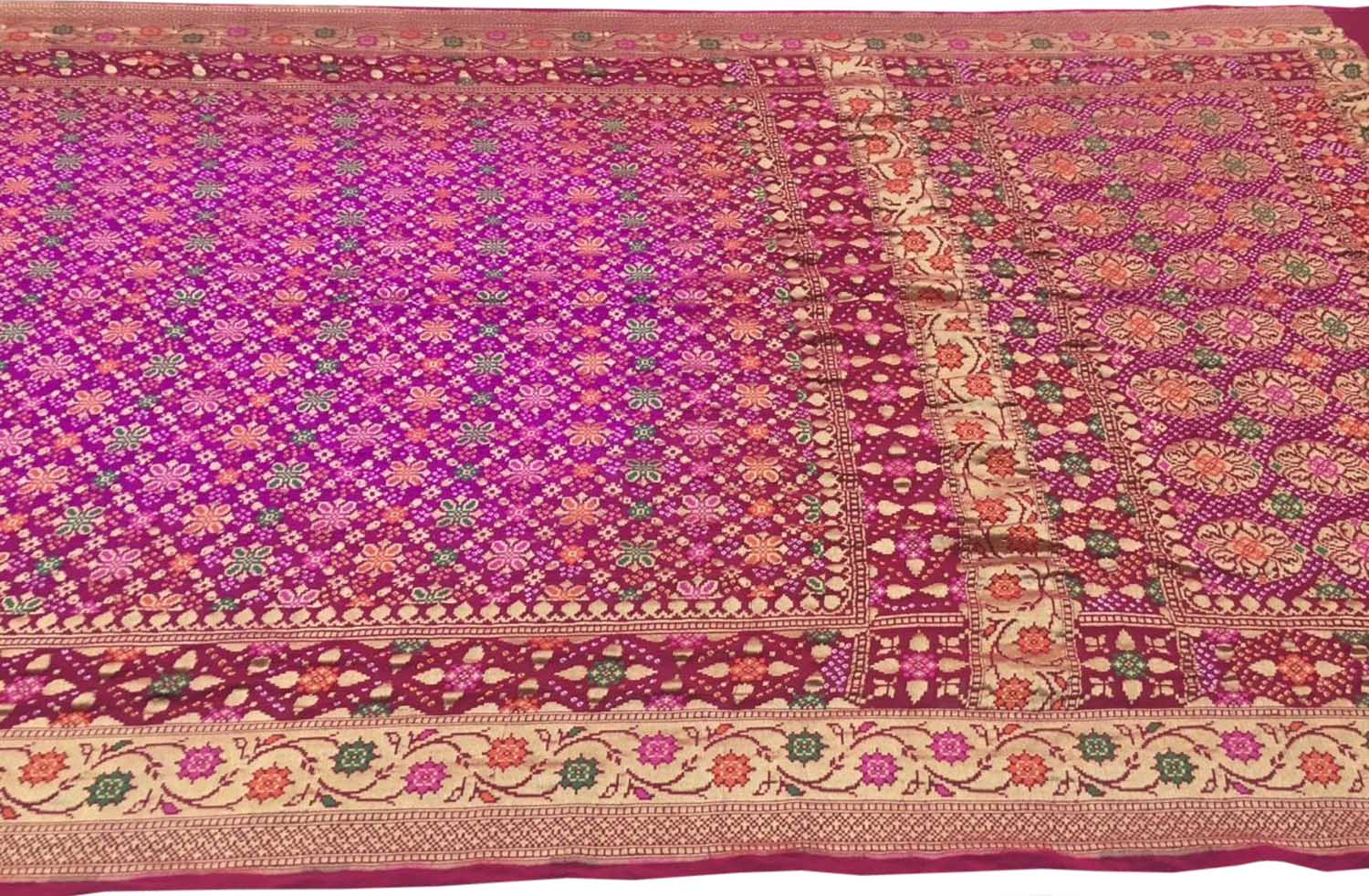 Stunning Pink Banarasi Bandhani Georgette Saree - Luxurion World
