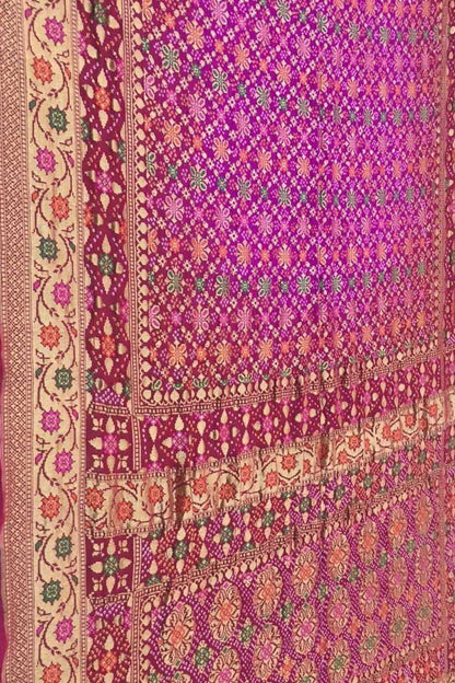 Stunning Pink Banarasi Bandhani Georgette Saree - Luxurion World