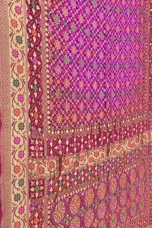 Stunning Pink Banarasi Bandhani Georgette Saree - Luxurion World