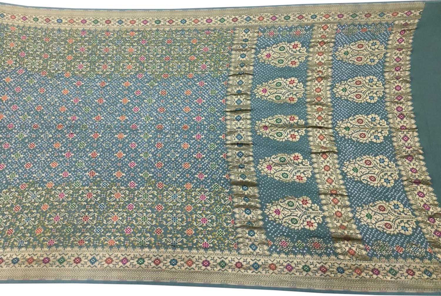 Elegant Grey Banarasi Bandhani Georgette Saree - Luxurion World