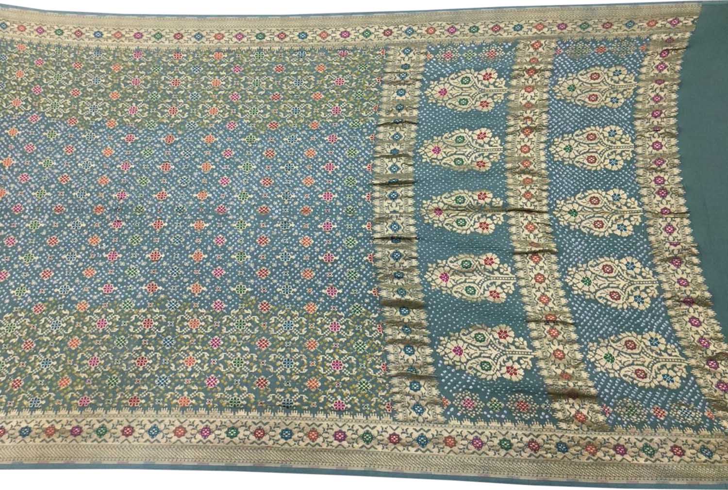 Elegant Grey Banarasi Bandhani Georgette Saree - Luxurion World