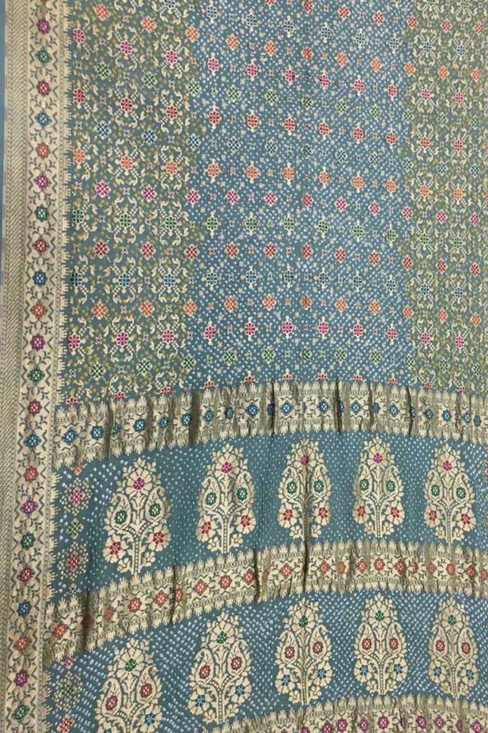 Elegant Grey Banarasi Bandhani Georgette Saree - Luxurion World