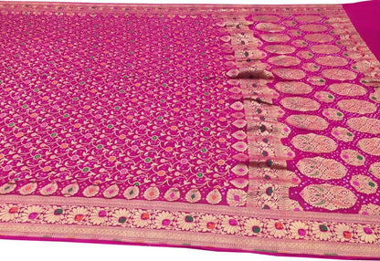 Stunning Pink Banarasi Bandhani Georgette Saree - Luxurion World
