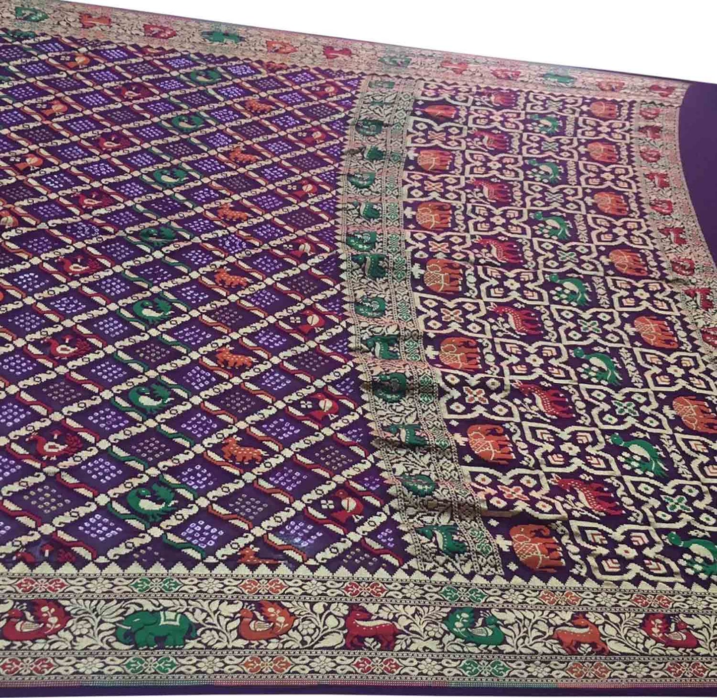 Elegant Purple Bandhani Georgette Saree - Luxurion World