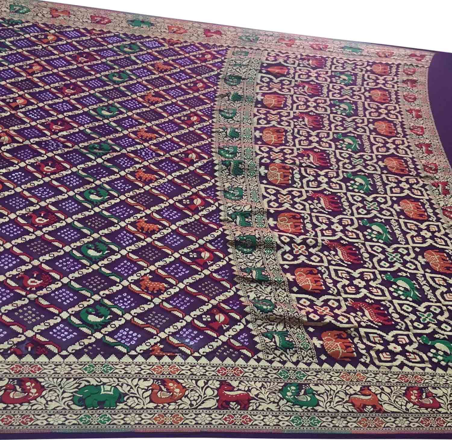 Elegant Purple Bandhani Georgette Saree - Luxurion World