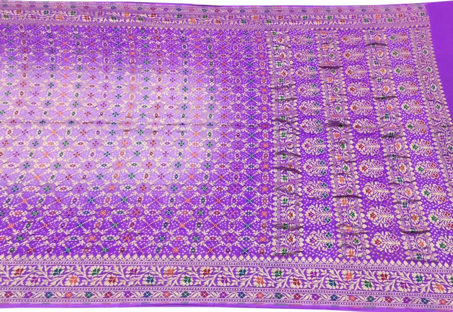 Exquisite Purple Banarasi Bandhani Georgette Saree - Luxurion World