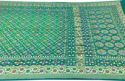 Green Banarasi Bandhani Georgette Saree - Luxurion World