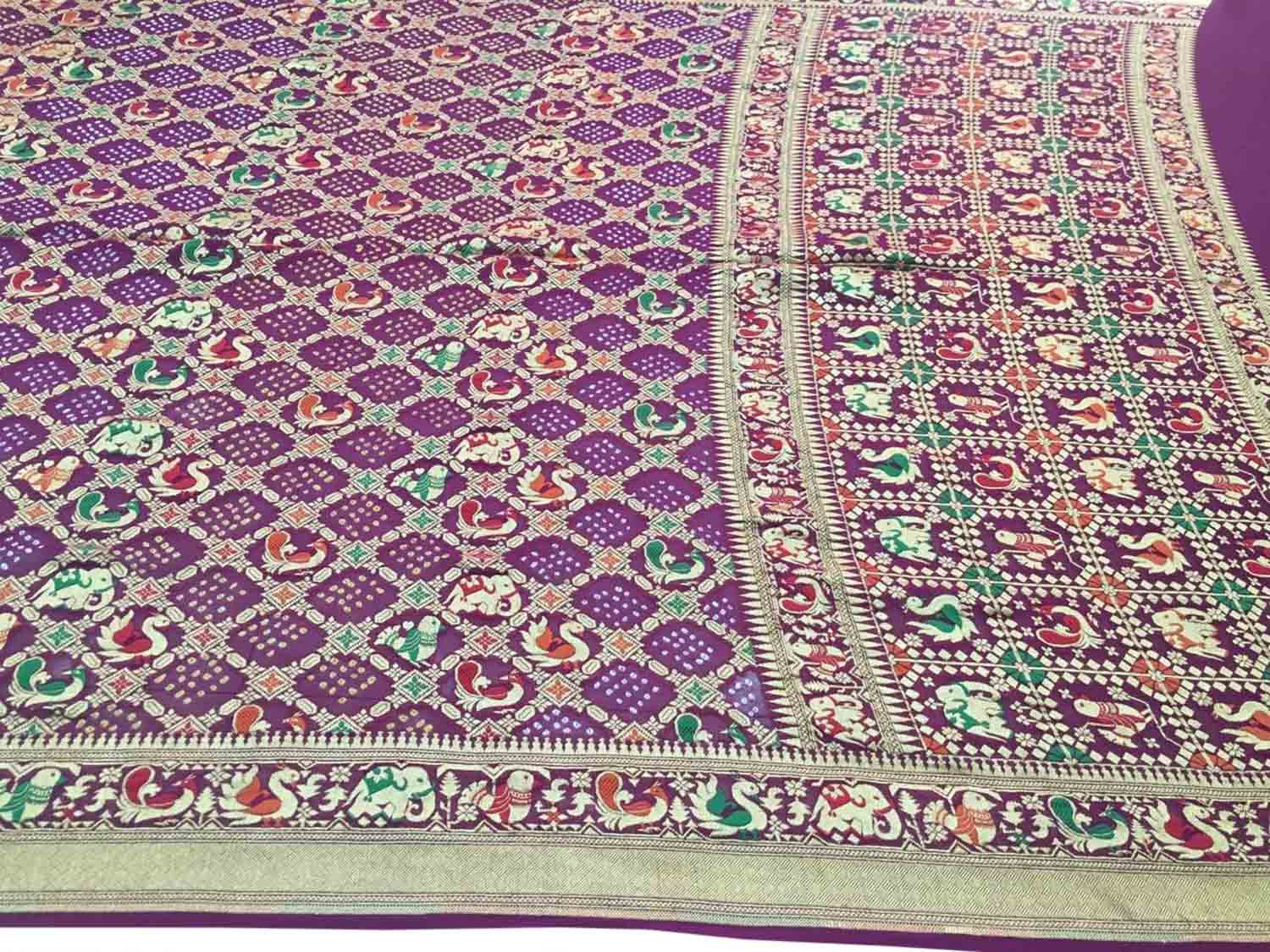 Elegant Purple Bandhani Georgette Saree - Luxurion World