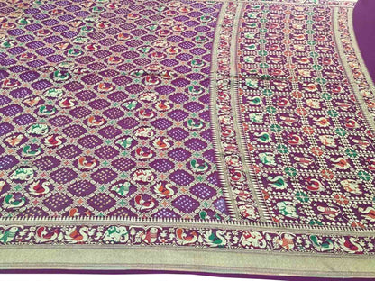 Elegant Purple Bandhani Georgette Saree - Luxurion World