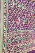 Elegant Purple Bandhani Georgette Saree - Luxurion World