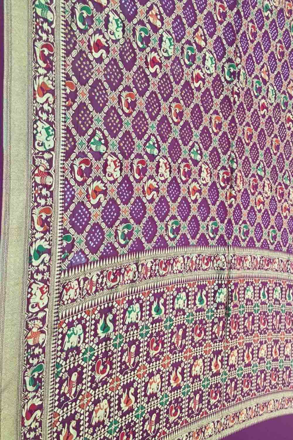 Elegant Purple Bandhani Georgette Saree - Luxurion World