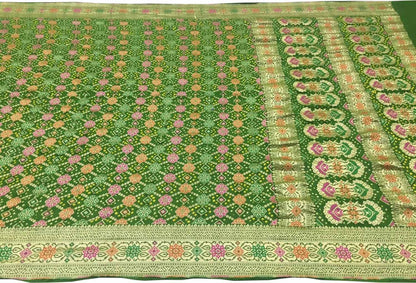 Green Banarasi Bandhani Georgette Saree - Elegant and Traditional - Luxurion World
