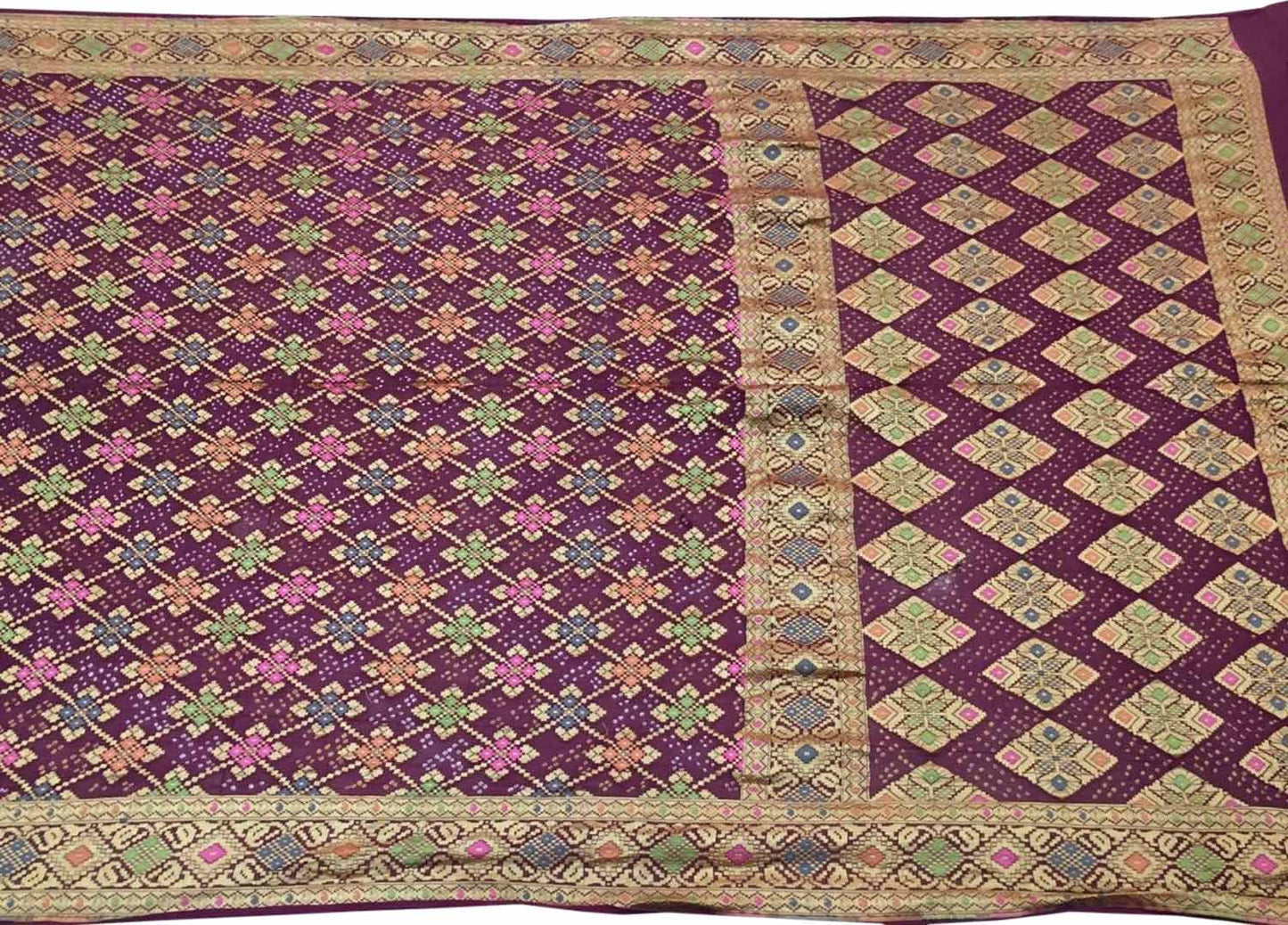 Elegant Purple Bandhani Georgette Saree - Luxurion World