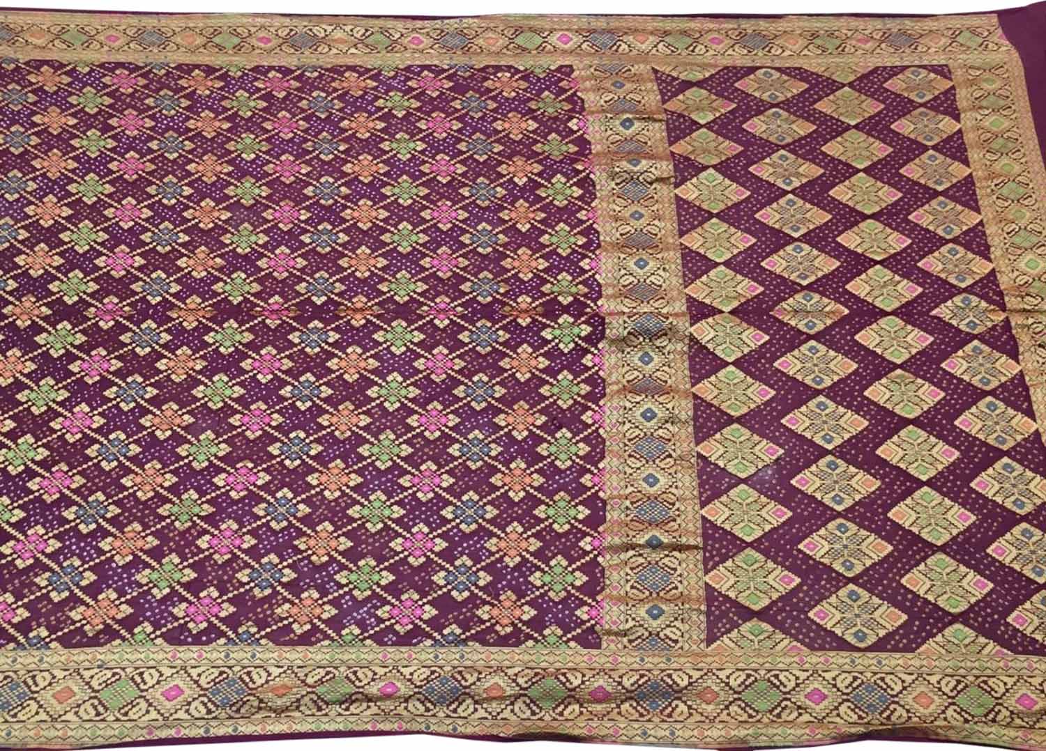 Elegant Purple Bandhani Georgette Saree - Luxurion World