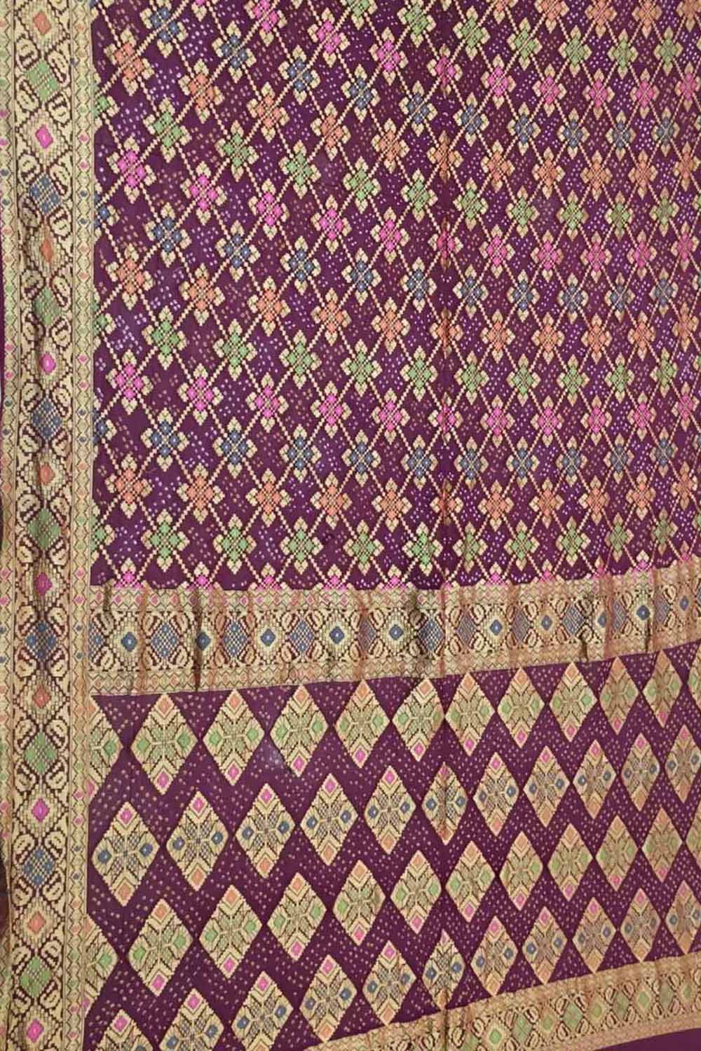 Elegant Purple Bandhani Georgette Saree - Luxurion World