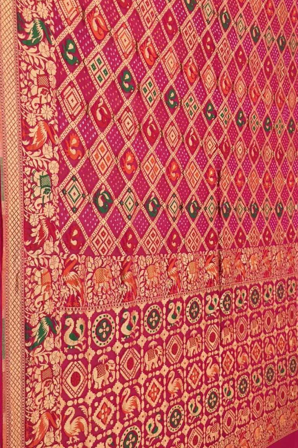 Stunning Pink Banarasi Bandhani Georgette Saree - Luxurion World