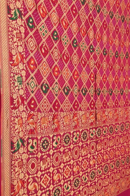 Stunning Pink Banarasi Bandhani Georgette Saree - Luxurion World