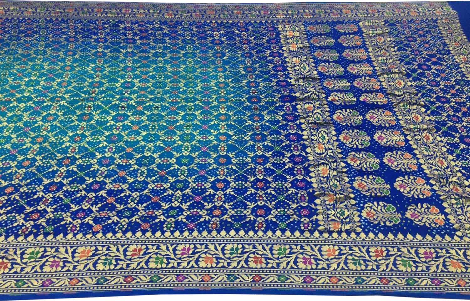 Elegant Blue Banarasi Bandhani Georgette Saree - Luxurion World