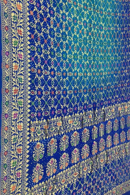 Elegant Blue Banarasi Bandhani Georgette Saree - Luxurion World