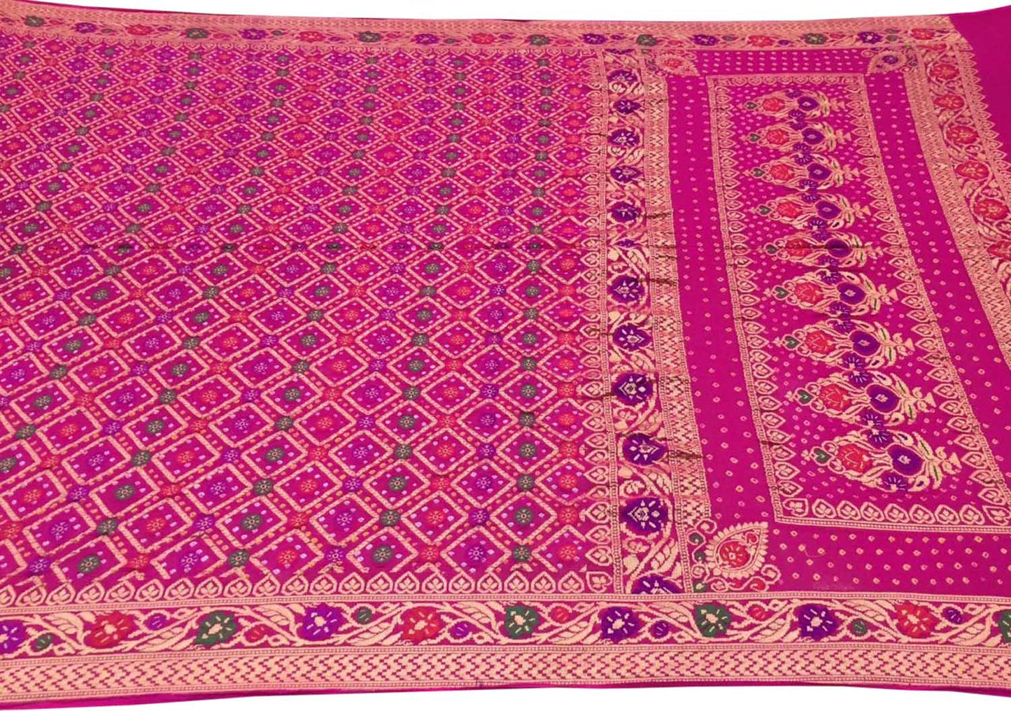 Stunning Pink Banarasi Bandhani Georgette Saree - Luxurion World
