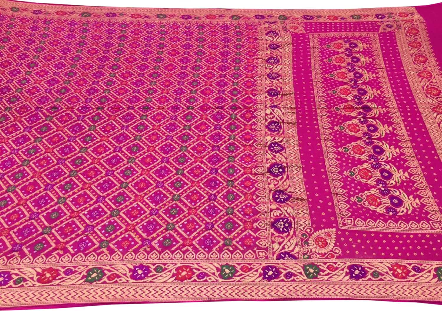 Stunning Pink Banarasi Bandhani Georgette Saree - Luxurion World