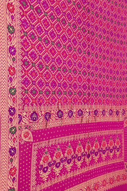 Stunning Pink Banarasi Bandhani Georgette Saree - Luxurion World