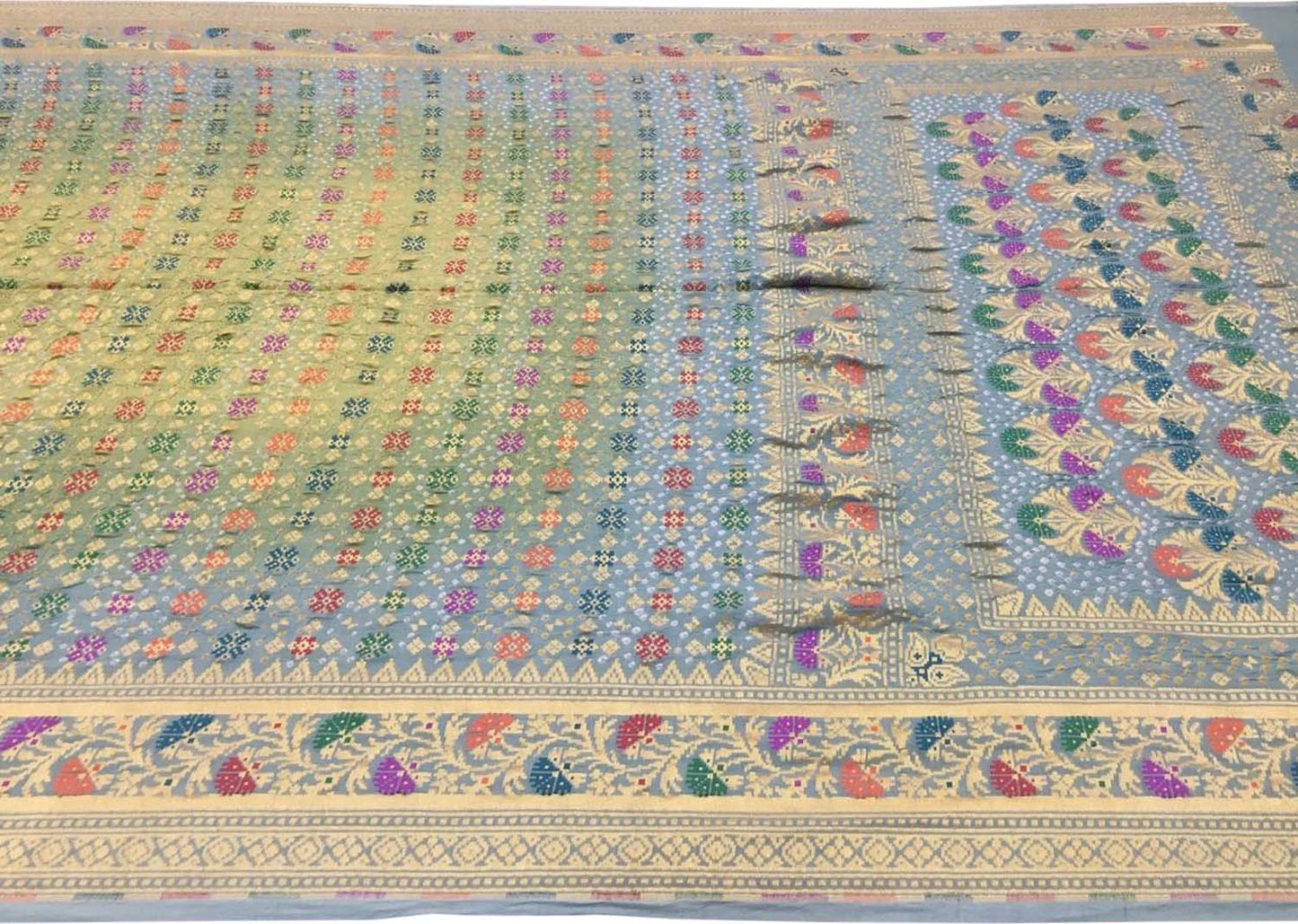 Elegant Grey Banarasi Bandhani Georgette Saree - Luxurion World