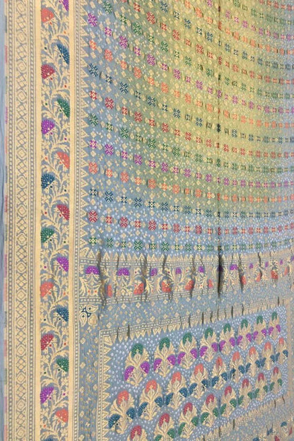 Elegant Grey Banarasi Bandhani Georgette Saree - Luxurion World