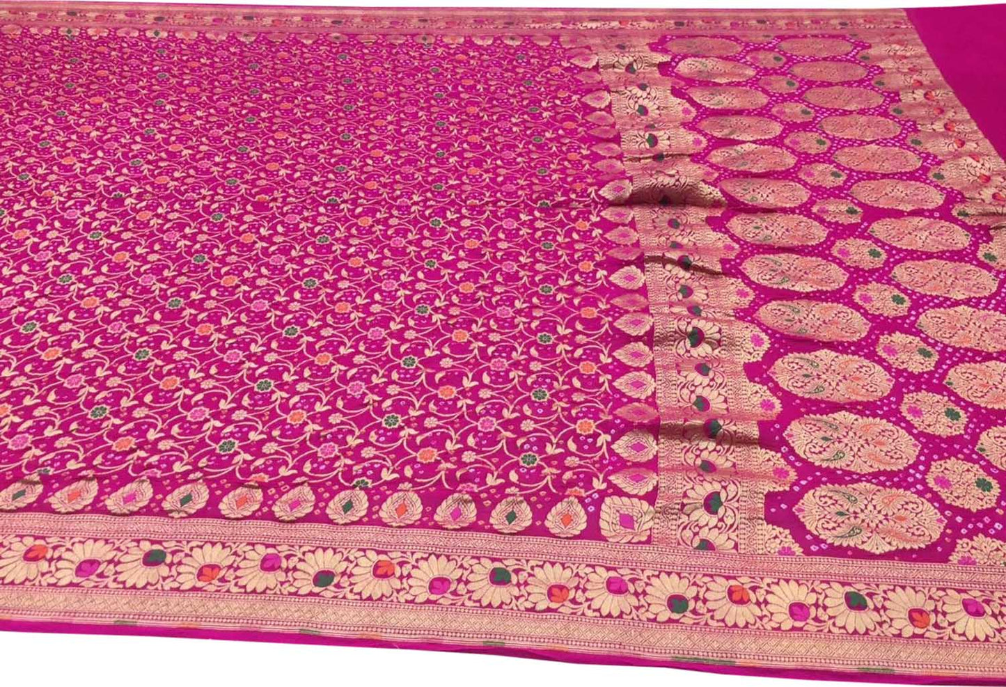 Stunning Pink Banarasi Bandhani Georgette Saree - Luxurion World