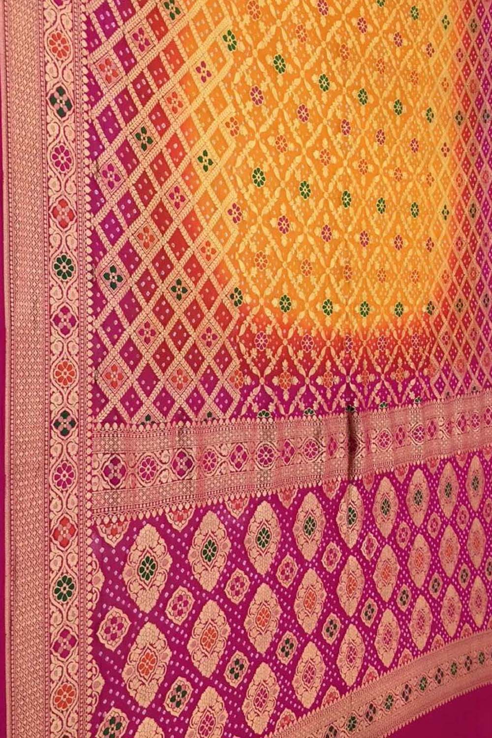 Stunning Multicolor Banarasi Bandhani Georgette Saree - Luxurion World